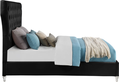 Iris Black Velvet Upholstered King Bed, 1 Piece