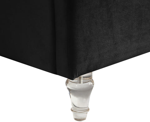 Iris Black Velvet Upholstered King Bed, 1 Piece