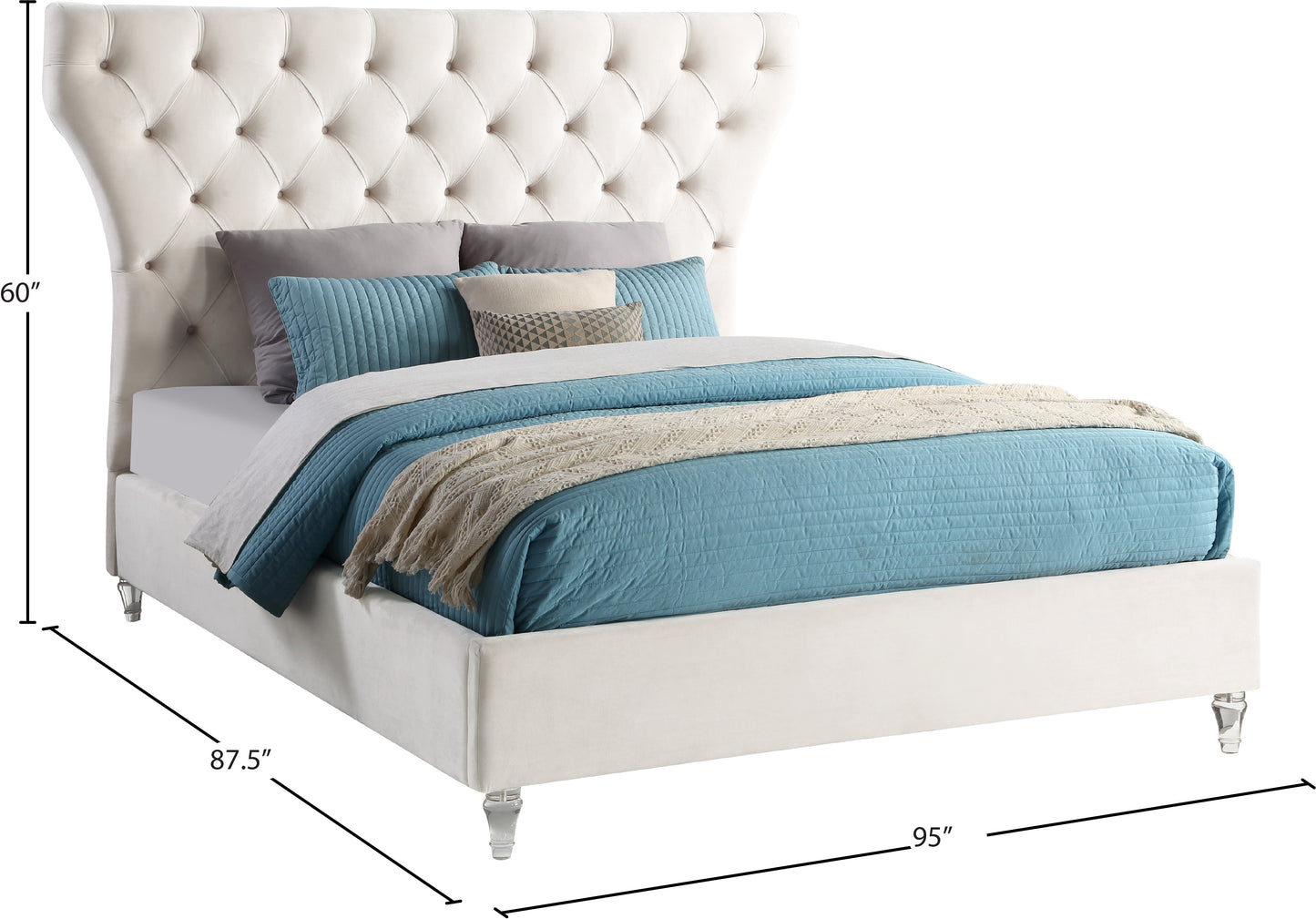 stylus cream velvet king bed k