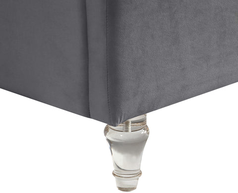 Iris Grey Velvet Upholstered King Bed, 1 Piece