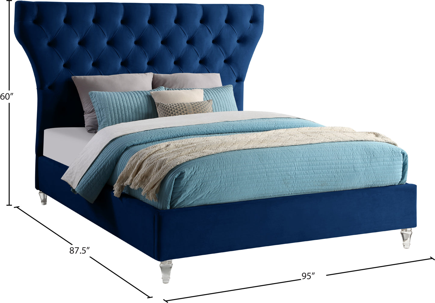 stylus navy velvet king bed k