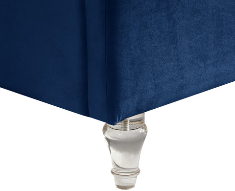 Iris Navy Velvet Upholstered Queen Bed, 1 Piece