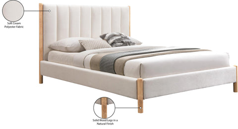 Vino Cream Polyester Fabric Queen Bed Q