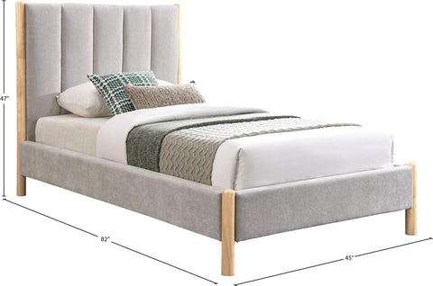 Vino Grey Polyester Fabric Twin Bed T