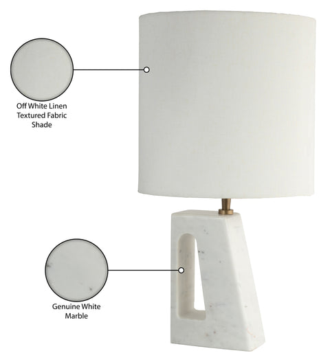 Farrah White Genuine Marble Base And Linen Textured Fabric Shade Table Lamp, 1 Piece