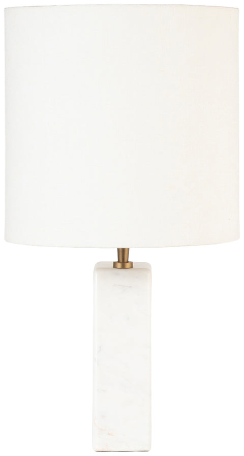 Farrah White Genuine Marble Base And Linen Textured Fabric Shade Table Lamp, 1 Piece
