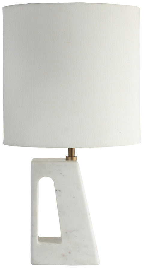 Farrah White Genuine Marble Base And Linen Textured Fabric Shade Table Lamp, 1 Piece