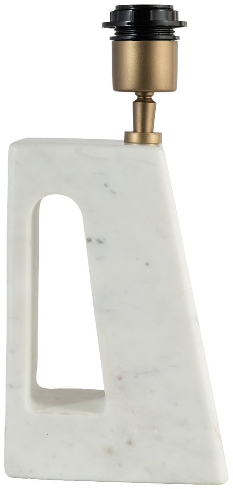 Farrah White Genuine Marble Base And Linen Textured Fabric Shade Table Lamp, 1 Piece