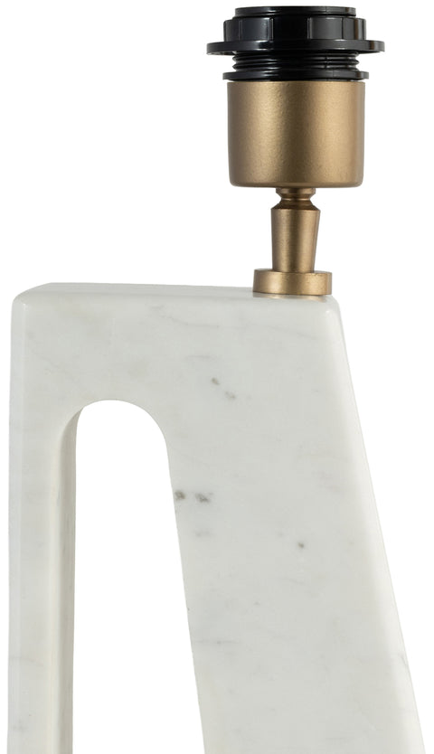 Farrah White Genuine Marble Base And Linen Textured Fabric Shade Table Lamp, 1 Piece
