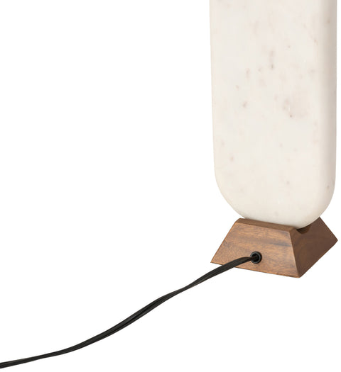 Reese White Genuine Marble And Mango Wood Base With Linen Textured Fabric Shade Table Lamp, 1 Piece