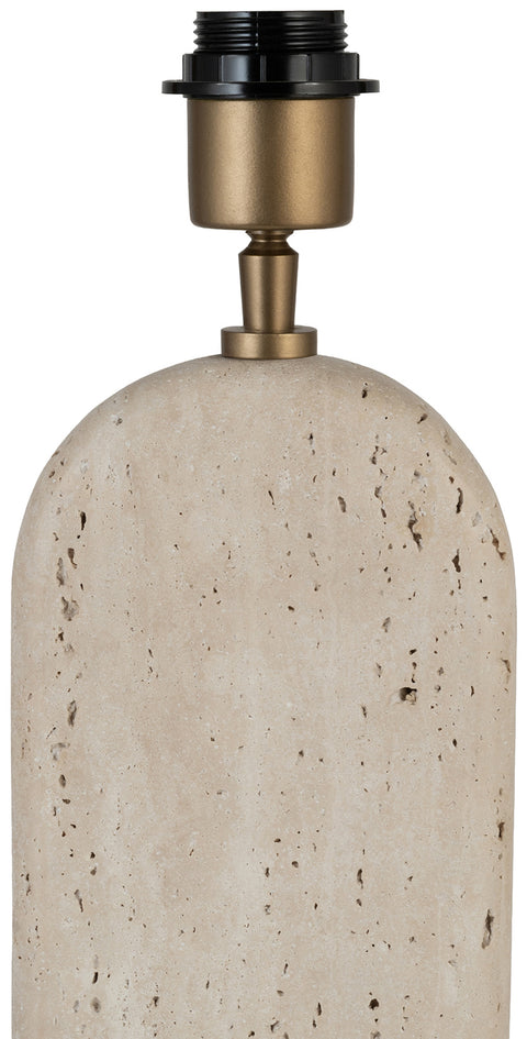 Reese Travertine Travertine And Walnut Wood Base With Linen Textured Fabric Shade Table Lamp, 1 Piece
