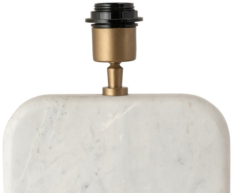Reese White Genuine Marble And Mango Wood Base With Linen Textured Fabric Shade Table Lamp, 1 Piece (Style 2)