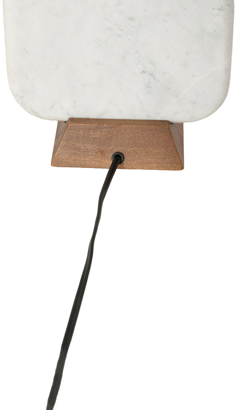 Reese White Genuine Marble And Mango Wood Base With Linen Textured Fabric Shade Table Lamp, 1 Piece (Style 2)