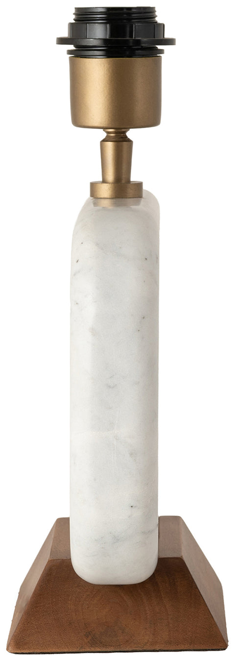 Reese White Genuine Marble And Mango Wood Base With Linen Textured Fabric Shade Table Lamp, 1 Piece (Style 2)
