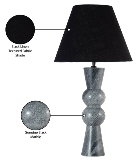 Nola Black Genuine Marble Base And Linen Textured Fabric Shade Table Lamp, 1 Piece