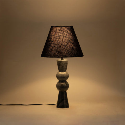 Nola Black Genuine Marble Base And Linen Textured Fabric Shade Table Lamp, 1 Piece