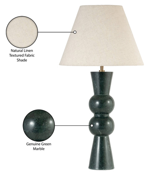 Nola Green Genuine Marble Base And Linen Textured Fabric Shade Table Lamp, 1 Piece