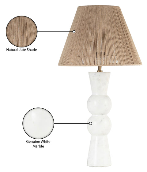 Nola White Genuine Marble Base And Jute Shade Table Lamp, 1 Piece