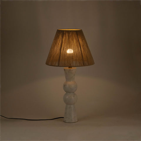 Nola White Genuine Marble Base And Jute Shade Table Lamp, 1 Piece