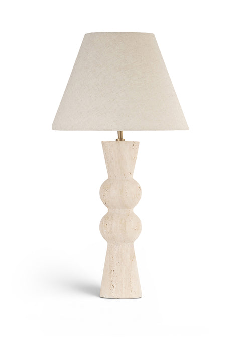 Nola Travertine Travertine Base And Linen Textured Fabric Shade Table Lamp, 1 Piece