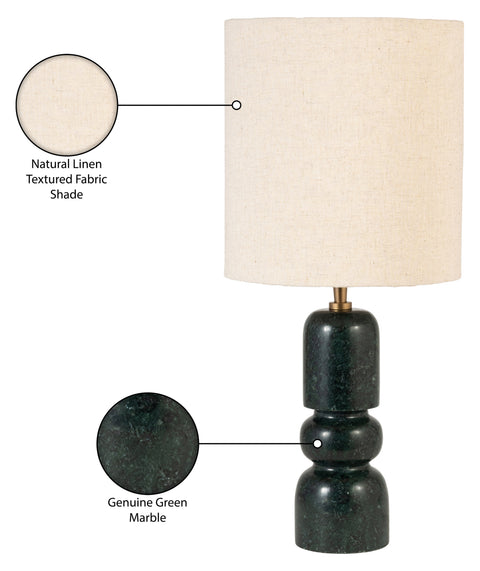 Linden Green Genuine Marble Base And Linen Textured Fabric Shade Table Lamp, 1 Piece
