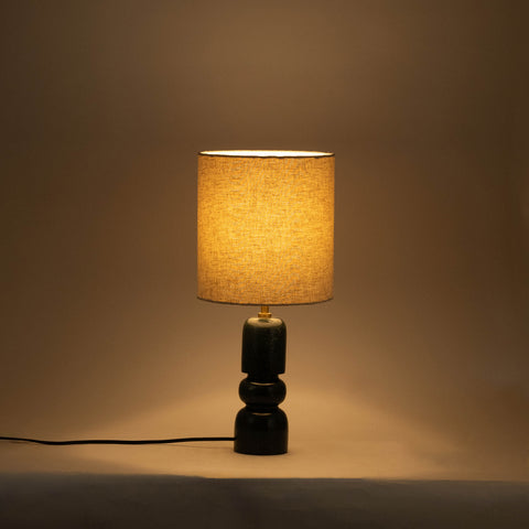 Linden Green Genuine Marble Base And Linen Textured Fabric Shade Table Lamp, 1 Piece