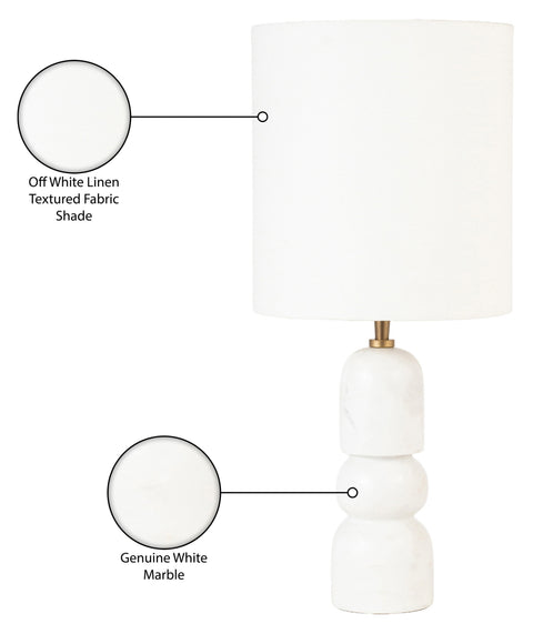 Linden White Genuine Marble Base And Linen Textured Fabric Shade Table Lamp, 1 Piece