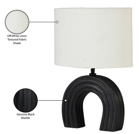 Urban Black Genuine Marble Base And Linen Textured Fabric Shade Table Lamp, 1 Piece