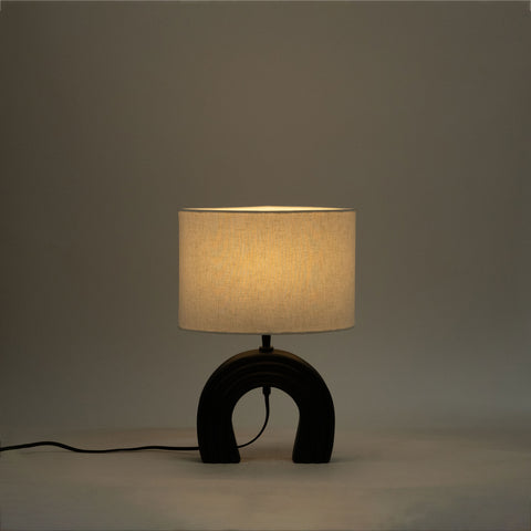 Urban Black Genuine Marble Base And Linen Textured Fabric Shade Table Lamp, 1 Piece