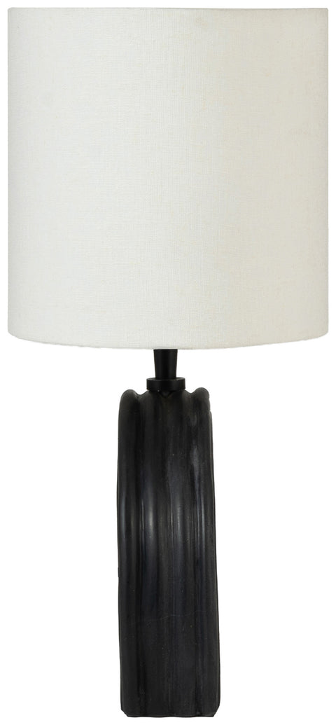 Urban Black Genuine Marble Base And Linen Textured Fabric Shade Table Lamp, 1 Piece