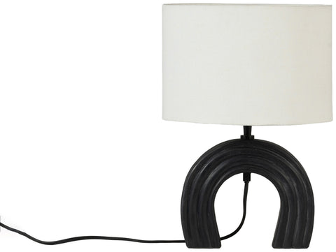Urban Black Genuine Marble Base And Linen Textured Fabric Shade Table Lamp, 1 Piece