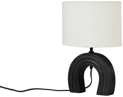 Urban Black Genuine Marble Base And Linen Textured Fabric Shade Table Lamp, 1 Piece