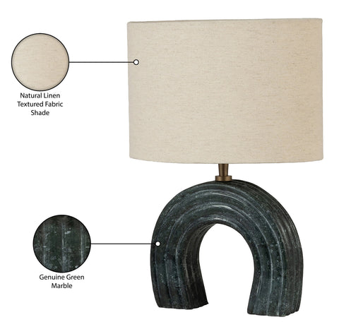 Urban Green Genuine Marble Base And Linen Textured Fabric Shade Table Lamp, 1 Piece