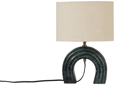 Urban Green Genuine Marble Base And Linen Textured Fabric Shade Table Lamp, 1 Piece