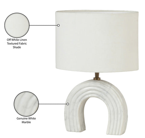 Urban White Genuine Marble Base And Linen Textured Fabric Shade Table Lamp, 1 Piece