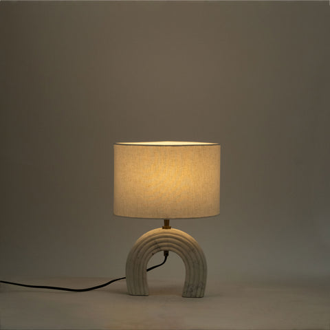 Urban White Genuine Marble Base And Linen Textured Fabric Shade Table Lamp, 1 Piece