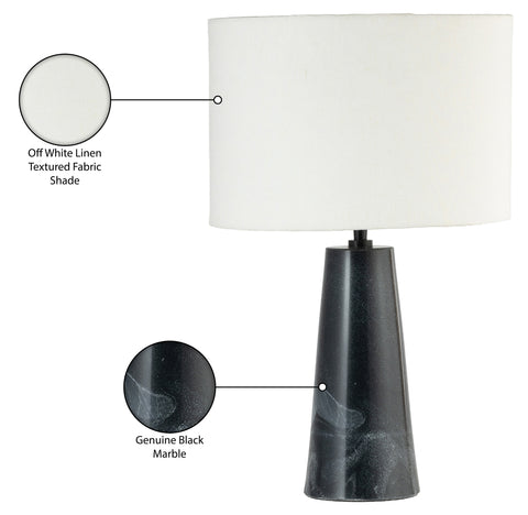 Tessa Black Genuine Marble Base And Linen Textured Fabric Shade Table Lamp, 1 Piece