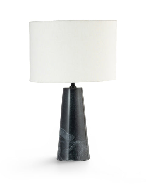 Tessa Black Genuine Marble Base And Linen Textured Fabric Shade Table Lamp, 1 Piece