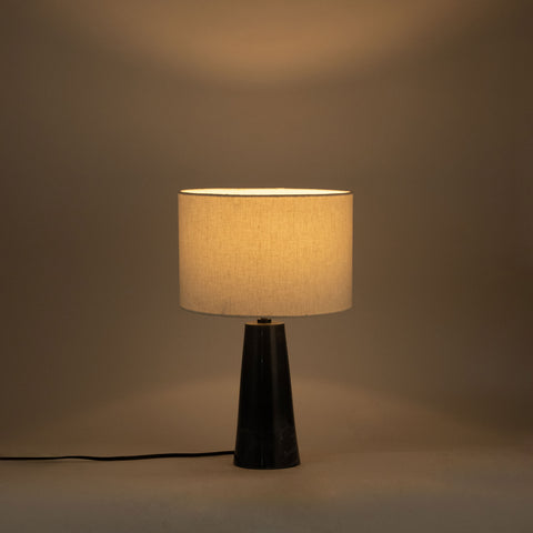 Tessa Black Genuine Marble Base And Linen Textured Fabric Shade Table Lamp, 1 Piece