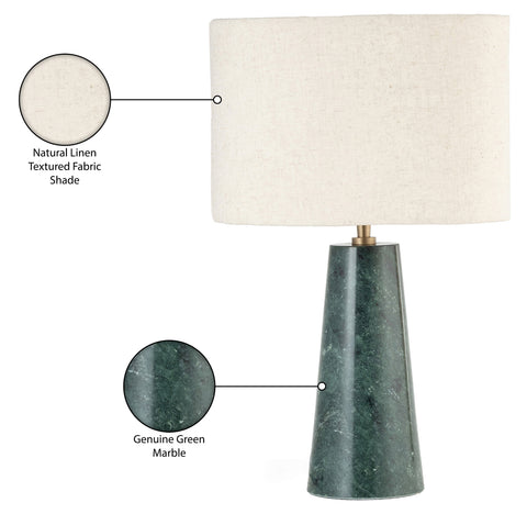 Tessa Green Genuine Marble Base And Linen Textured Fabric Shade Table Lamp, 1 Piece