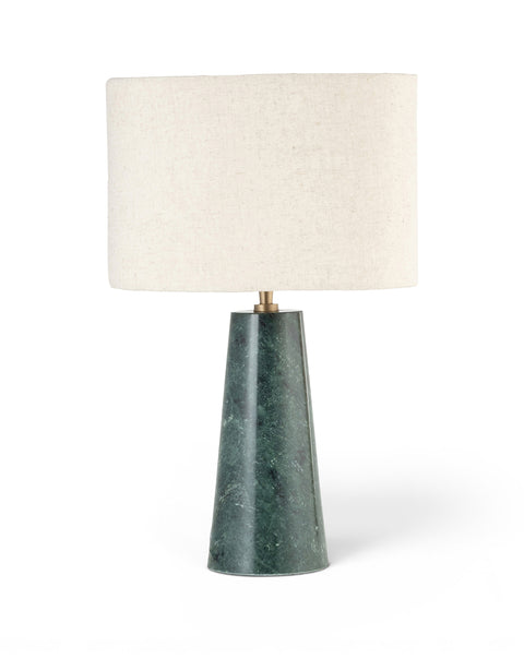 Tessa Green Genuine Marble Base And Linen Textured Fabric Shade Table Lamp, 1 Piece