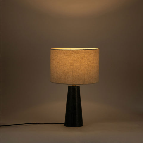 Tessa Green Genuine Marble Base And Linen Textured Fabric Shade Table Lamp, 1 Piece