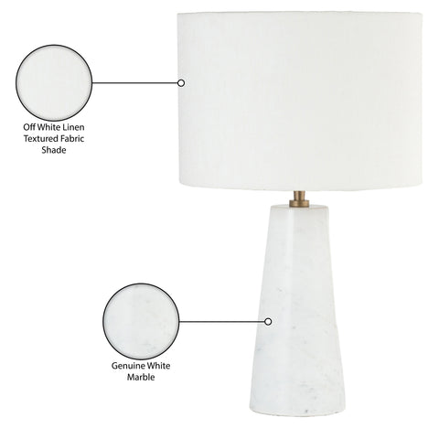 Tessa White Genuine Marble Base And Linen Textured Fabric Shade Table Lamp, 1 Piece