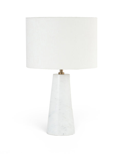 Tessa White Genuine Marble Base And Linen Textured Fabric Shade Table Lamp, 1 Piece
