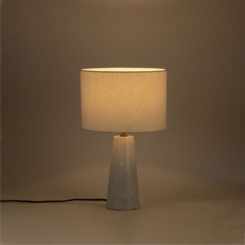Tessa White Genuine Marble Base And Linen Textured Fabric Shade Table Lamp, 1 Piece