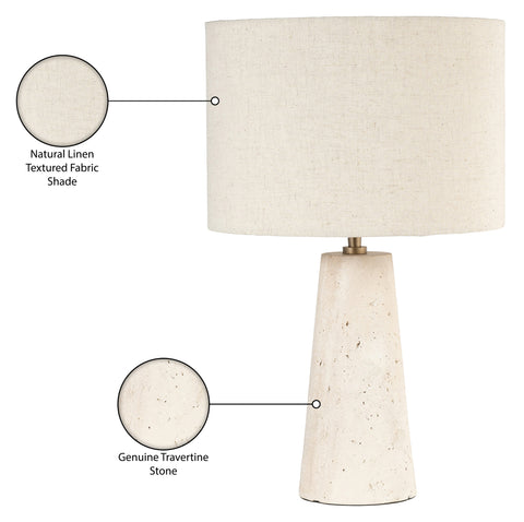 Tessa Travertine Travertine Base And Linen Textured Fabric Shade Table Lamp, 1 Piece