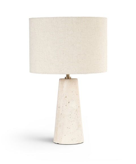 Tessa Travertine Travertine Base And Linen Textured Fabric Shade Table Lamp, 1 Piece