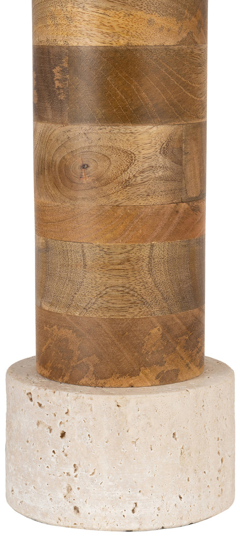 Talia Natural Mango Wood Base And Linen Textured Fabric Shade Table Lamp, 1 Piece