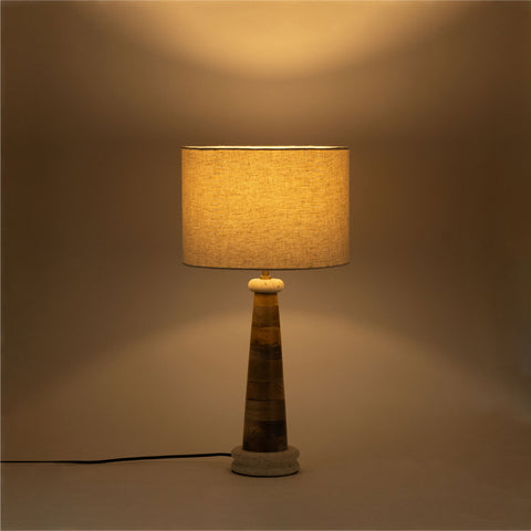 Delaney Natural Mango Wood Base And Linen Textured Fabric Shade Table Lamp, 1 Piece
