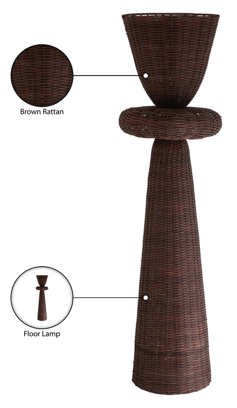 Florence Brown Rattan Floor Lamp, 1 Piece